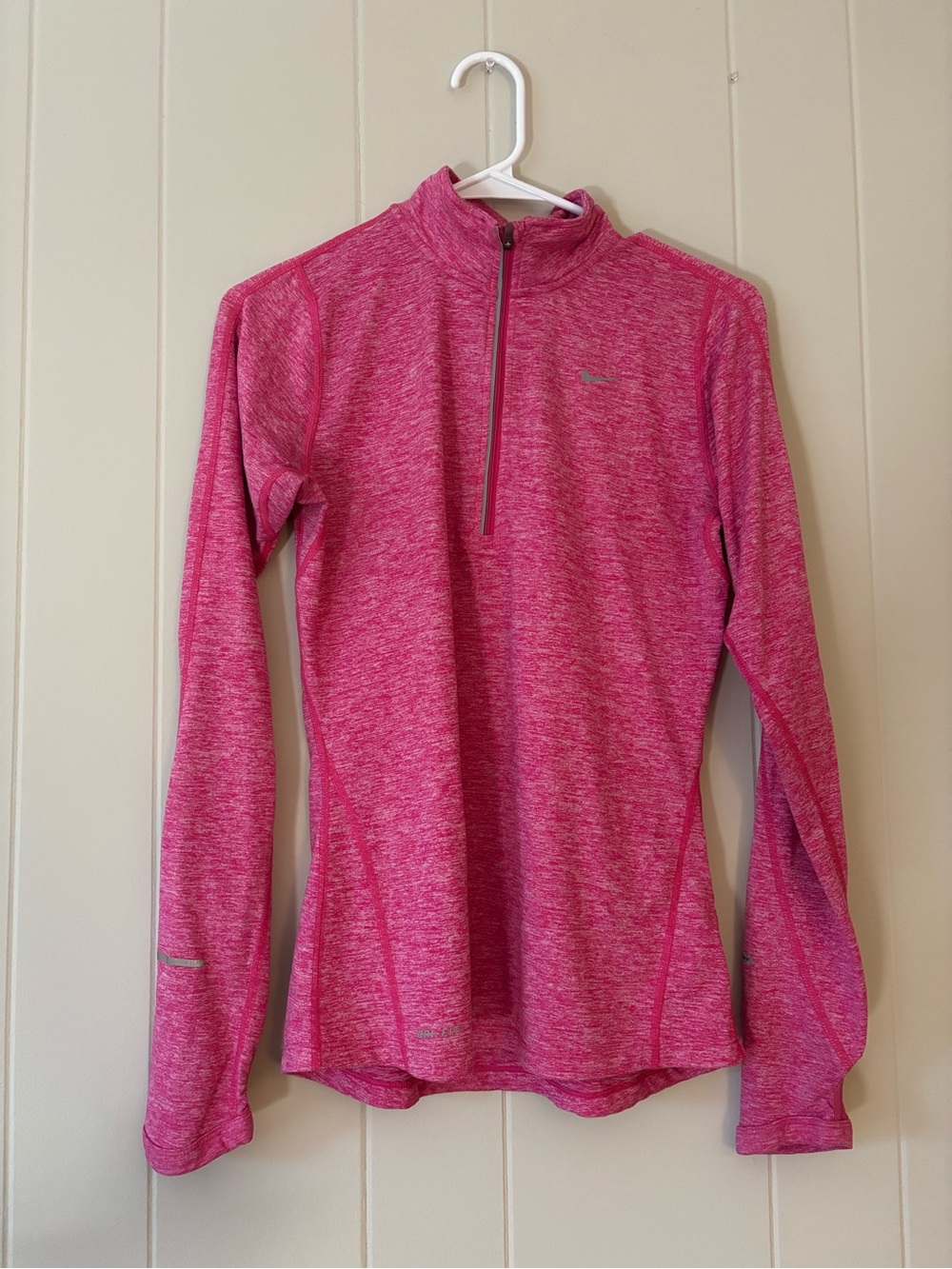Nike Women's Heathered Hot Pink Dri-Fit Quarter-Zip